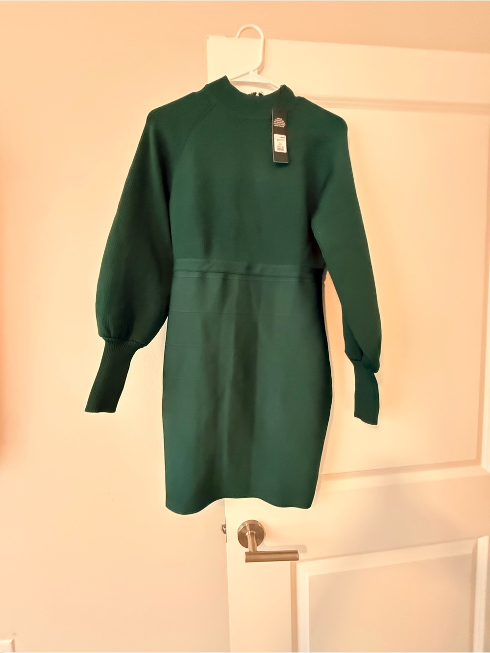 Fashion Nova Emerald Green Long-Sleeve Knit Mini Dress